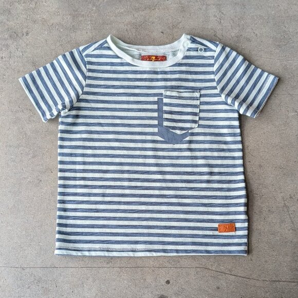 7 For All Mankind Blue Striped Short Sleeve Pocket Tee size 24M - Picture 1 of 6